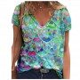 New Summer Oversized Tops Women Element Print T Shirt Streetwear Casual Short Sleeve V-Neck Lady Tee Top  Size 4XL 5XL