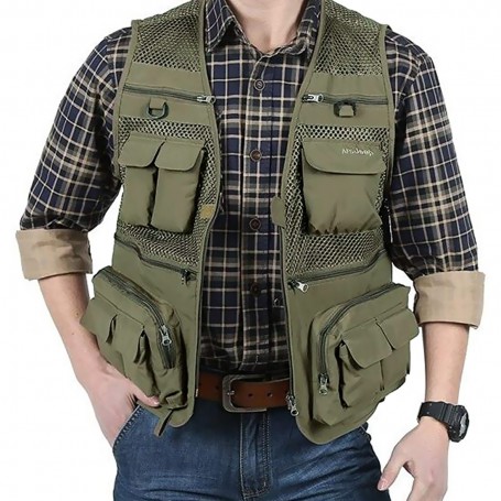 Men Vest Tactical Webbed Gear Coat Summer Photographer Waistcoat Unloading Tool Many Pocket Mesh Work Sleeveless Jacket Male