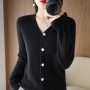 V-neck cashmere cardigan women's sweater in autumn and winter sweater loose thickened solid sweater long sleeved sweater