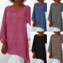Loose Women T-Shirt Long Sleeve Solid Color Cotton Linen O-Neck Autumn Winter Tunic Top T Shirt For Women