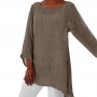 Loose Women T-Shirt Long Sleeve Solid Color Cotton Linen O-Neck Autumn Winter Tunic Top T Shirt For Women