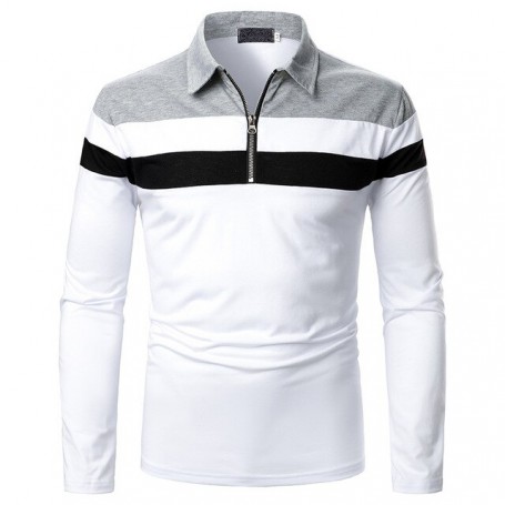 Men Polo Men Long Short Sleeve Polo Shirt Zipper Polo New Clothing Autumn Streetwear Casual Fashion Men tops