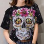 Women's T-Shirts Cropped Vintage Skull 3D Print Shirt Female Summer Tops Tee Oversized Clothes Girl Kawaii Harajuku T Shirt