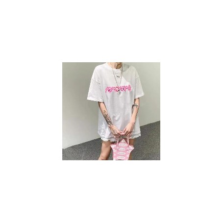 Spring and Summer New Dissolving Letters Pure Cotton Loose Short Sleeve T-shirt for Men and Women
