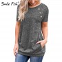 New Basic T Shirt St. Patrick's Day Winter Autumn Women T-Shirts O-Neck Top Casual Buttons Pocket Bottoming Tee Shirt GV579
