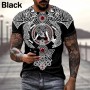Europe and America Hot Sale Viking Tattoo Art 3D Print T-shirts Casual Short Sleeve Retro Tees