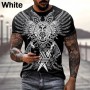 Europe and America Hot Sale Viking Tattoo Art 3D Print T-shirts Casual Short Sleeve Retro Tees