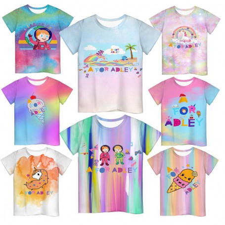 T-Shirt Kids Girls Boys Children Tops Clothes Ice Cream Cartoon Print Short Sleeve Baby Toddler Clothing Tees