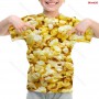 3D Print Food T Shirt Children Funny French Fries Pizza Popcorn Tshirt Boy Girl Nutella T-shirt Toddler Kids Tee Tops Streetwear