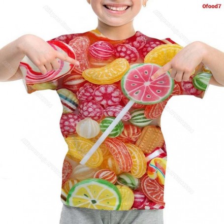 3D Print Food T Shirt Children Funny French Fries Pizza Popcorn Tshirt Boy Girl Nutella T-shirt Toddler Kids Tee Tops Streetwear