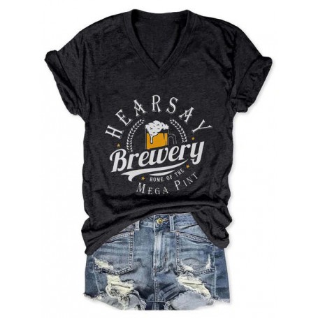 Women's HearSay Mega Pint Brewing Co V-Neck T-Shirt