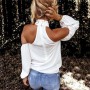 Casual Sexy Long Sleeve Women T Shirts Fashion Solid Color Halter Neck Strapless T-Shirt Female Elegant Top Party Tee Shirts