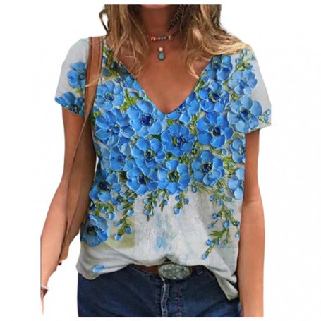 3XL Oversized Summer Tops New Women Short Sleeve 3D Flower Print T Shirt Streetwear Loose Casual Female Tee Tops Plus Size