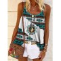 Summer Camisole Strap T Shirts Sleeveless Loose Striped Pleated Casual Sexy Boho Beach Print Tops Off Shoulder Women's Tank Top