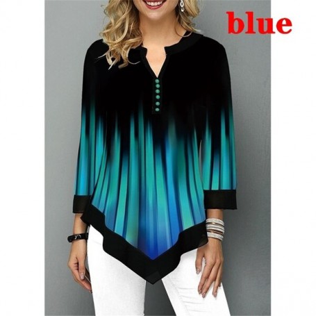 Summer 3/4 Sleeve Printed T-Shirts Fashion Casual Clothes for Women Oversize Irregular Pullovers Tops Elegantes Loose Tee Shirts