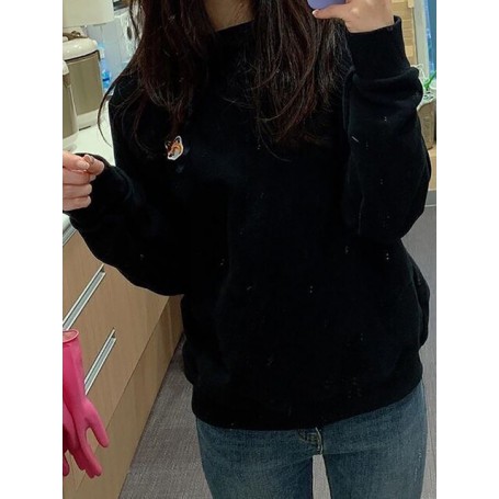 Rowling Chic Fox Head Embroidery Men Women Sweatshirts Winter Long Sleeve O Neck Cotton Pullover Casual Classic Cozy Tops