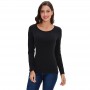 Women Basic Solid Long Sleeve T Shirt Round Crew Neck Plain Cotton Spandex Lady Tees & Tops For Autumn M30168