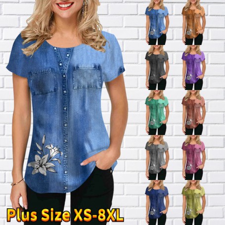 Summer New Women's Clothing 3D Floral Print T-shirt Fashion Art Pattern Print Short Sleeve Daily Casual Women's T-shirt