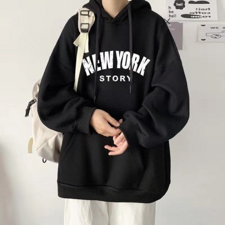 Spring hooded sweater men Korean version loose American retro handsome student shirt plus velvet thick coat men