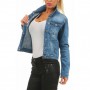 Women Denim Jacket Solid Color Single-breasted Autumn Winter Lapel Long Sleeve Stretchy Jeans Coat Streetwear Casual Coats