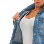 Women Denim Jacket Solid Color Single-breasted Autumn Winter Lapel Long Sleeve Stretchy Jeans Coat Streetwear Casual Coats