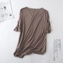 Fashion Tops Tees Summer T-shirt Women Half-Sleeve Solid Loose Shirt V-neck Oversize Basic Top Shirts for Women Casual