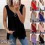 Ladies Fashion New Summer Solid Color V-Neck Zipper Tank Top S-5XL