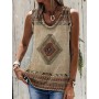Summer Tank Top For Women Fashion Sleeveless Shirts Digital Printed T-Shirt Casual Loose Retro Ethnic Western Style Tops Vest
