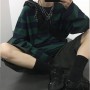 Striped Shirt Women Men Oversized Harajuku Shirt Fall Long Sleeve Tops Vintage Green Gothic Tee Grunge Streetwear