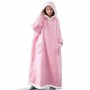 Winter Warm Women Extra Long TV Hooded Blanket Sofa Cozy Plaid Pocket Fleece Adults Kids Bathrobe Oversized Outwear
