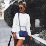 Fashion Women Bowknot Long Sleeve Hoodies Round Neck Crop Tops White Pink Short Sweatshirts Spring Outfits