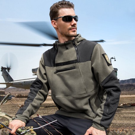 Fleece men's autumn and winter outdoor thickening fleece collar coat round collar warm bottoming shirt