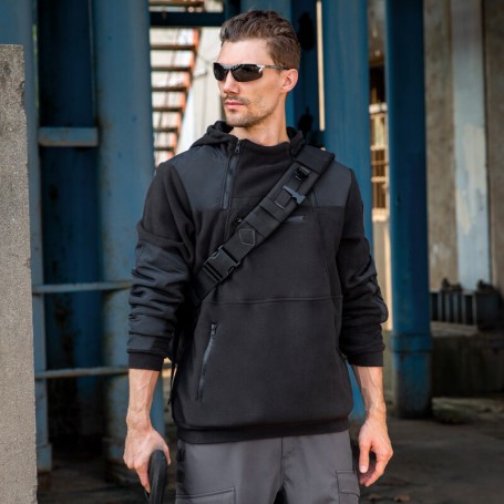 Fleece men's autumn and winter outdoor thickening fleece collar coat round collar warm bottoming shirt