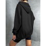 Zip Up Oversize Hoodies Thermal Women Clothes Solid Drop Shoulder Lady Casual Plain Sweatshirts Fashion Long Sleeve