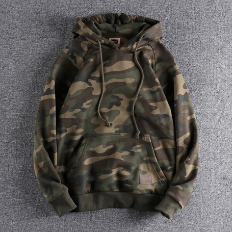 Camouflage Men's Pullover Hooded Sweatshirts High Street Oversized Casual Pullover Hoodie Military Casual Versatile Sports Tops