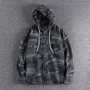Men's Vintage Washed Distressed Personalized Hooded Camouflage Jacket Fashion Cotton Woven Casual Youth Windbreaker Bomber Coat