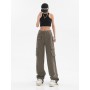 American High Street Hip-hop Green Overalls Womens Summer Loose Design Sense Niche Straight Wide-leg Casual Neutral Pants Trendy