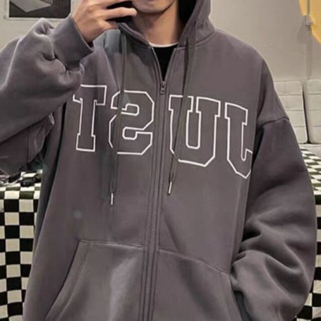 Cardigan hooded sweater loose women fleece zipper jacket spring and autumn couple casual all match top oversized hoodie clothes