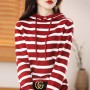 Autumn and winter new Cashmere Sweater Hoodie women's loose Pullover Hoodie striped Hoodie