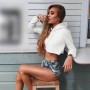 Women Hoodies New Fashion Sexy Ladies White Hooded Collar Sweatshirt  Top Long Sleeve Pullover Short Loose Clothing