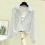 Casual Shirt Women Fashion Elegant Blouses Summer Chiffon Long Sleeve Top Oversized Fake Two Pieces Pullover Ladies Clothes