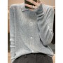 Spring and Winter New Women Polo Knits Spaced-Dyed Cotton Wool Cardigan Soft Japanese Style Sweaters Knitted Cardigan Ladies