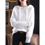 Autumn And Winter New Solid Color Hooded Pure Wool Knitted Sweater Women's All-Match Fashionable Temperament Loose Top