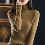 Turtleneck Sweater Women's Autumn And Winter New Solid Color Wool Slimming All-Match Knitted Long-Sleeved Bottoming Shirt