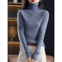 Turtleneck Sweater Women's Autumn And Winter New Solid Color Wool Slimming All-Match Knitted Long-Sleeved Bottoming Shirt