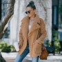 Women Sherpa Jacket Open Stitch Long Jacket Autumn Winter Warm Solid Color Coat Lady's Fashion Clothes