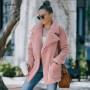 Women Sherpa Jacket Open Stitch Long Jacket Autumn Winter Warm Solid Color Coat Lady's Fashion Clothes