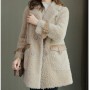 Women Parka Jacket  Winter Warm Lapel Neck Coat Fashion Plain Blazer with PU Accessories Lady's Clothes