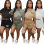 Women's Tracksuit Sportswear Fashion Short Sleeve Tee Shirts and Shorts Sets Two Piece Sets Women Outfits Sportsuit