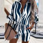 Summer Women Tracksuit Stripe Leopard Print Long Sleeve Shirts Top and Shorts Set Casual 2 Piece Sets Ladies Sexy Outfits